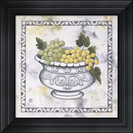 Framed Green Grapes In A Silver Bowl Print