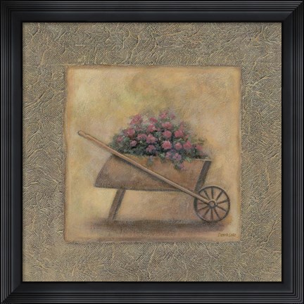 Framed Flowers In A Wheelbarrow Print