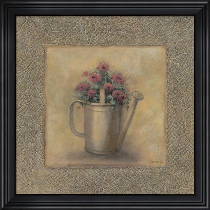 Framed Flowers In A Watering Can Print