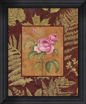 Framed Pink Flowers With Leaf Border Print