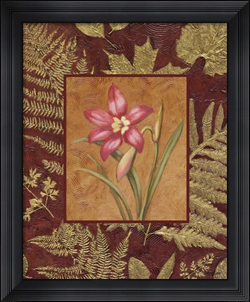 Framed Pink Flowers With Leaf Border 2 Print