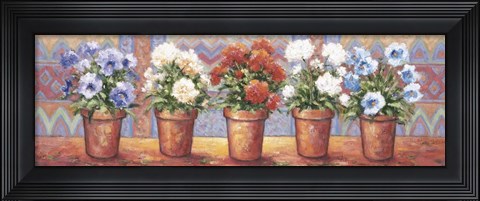 Framed Row Of Flower Pots - A Print