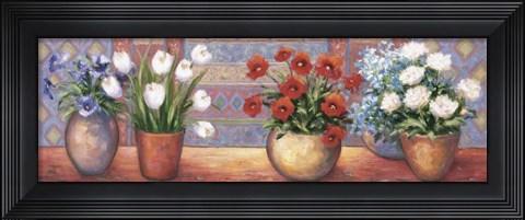 Framed Row Of Flower Pots - B Print