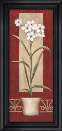 Framed White Flowers In Pot Print