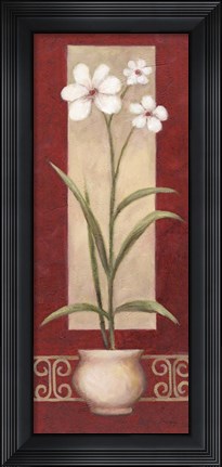 Framed White Flowers In Pot 2 Print