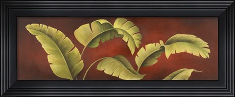 Framed Palms On Burgundy 1 Print