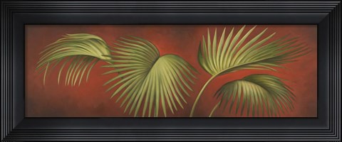 Framed Palms On Burgundy 2 Print