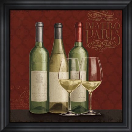 Framed Bistro Paris White Wine Print