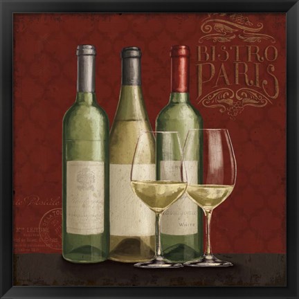 Framed Bistro Paris White Wine Print