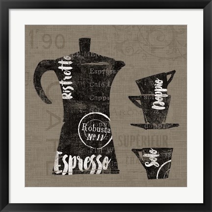 Framed Linen Coffee I Print