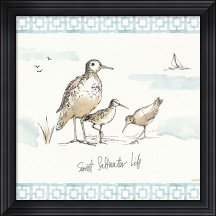 Framed Sandpiper Sea I Print