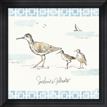 Framed Sandpiper Sea II Print