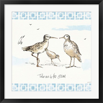 Framed Sandpiper Sea III Print