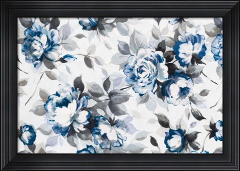 Framed Scent of Roses Indigo Print