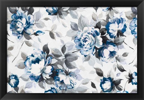 Framed Scent of Roses Indigo Print