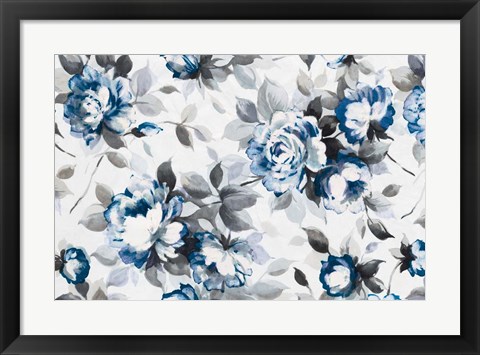 Framed Scent of Roses Indigo Print