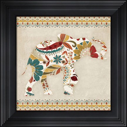Framed Boho Elephant I Print