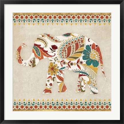 Framed Boho Elephant II Print