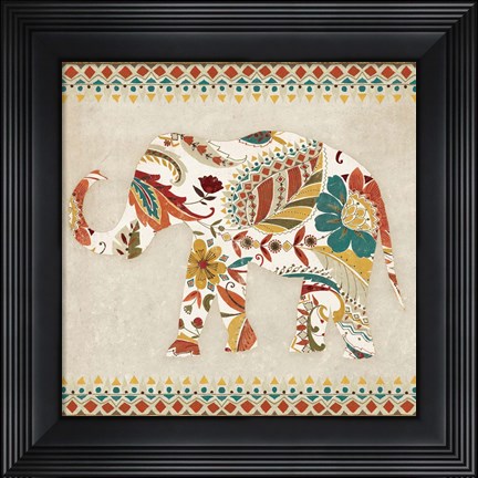 Framed Boho Elephant II Print