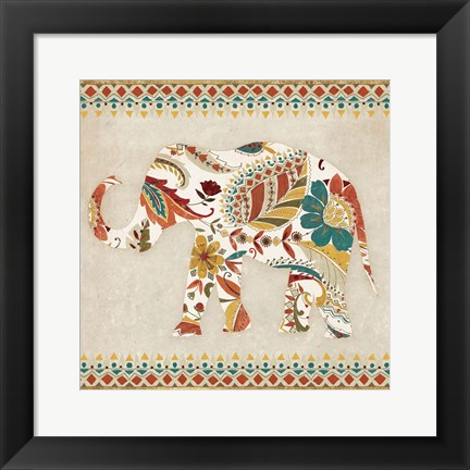 Framed Boho Elephant II Print