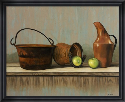 Framed Rustic Cooking Pots Print