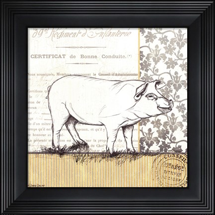 Framed Vintage Pig Print