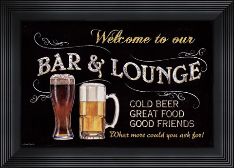 Framed Welcome To Our Bar Print