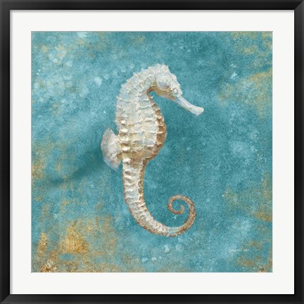 Framed Treasures from the Sea I Aqua Print