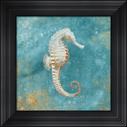 Framed Treasures from the Sea I Aqua Print