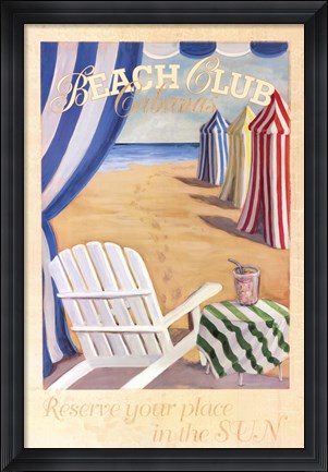 Framed Beach Club Cabanas Print