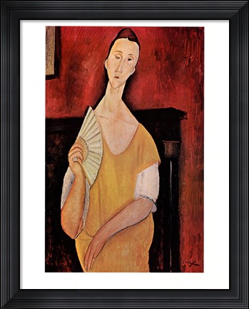 Framed Woman Wth Fan Print