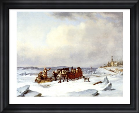 Framed Ice Bridge At Longue Print