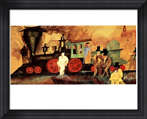 Framed Old Locomotive Print