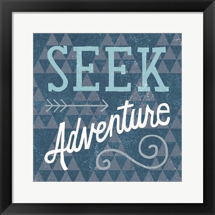 Framed Mod Triangles Seek Adventure Blue Print