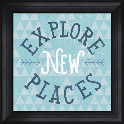 Framed Mod Triangles Explore New Places Blue Print