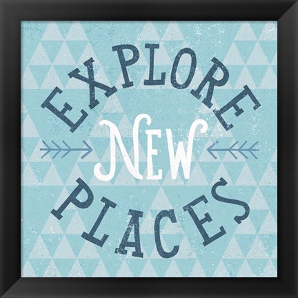 Framed Mod Triangles Explore New Places Blue Print