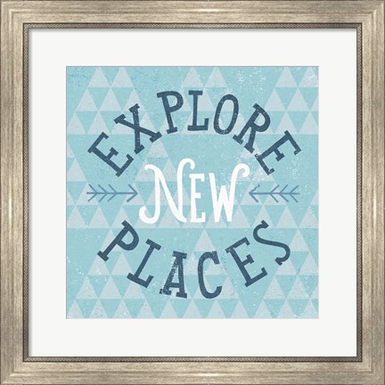Framed Mod Triangles Explore New Places Blue Print