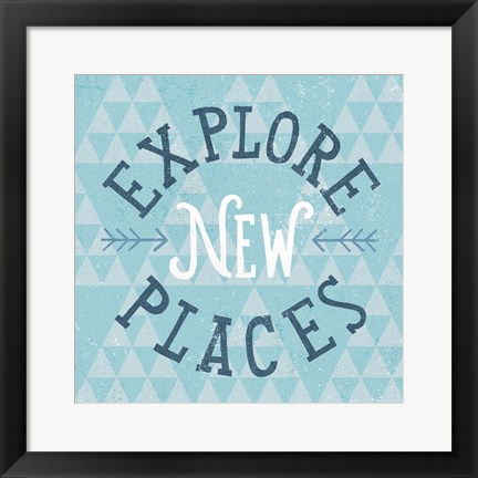 Framed Mod Triangles Explore New Places Blue Print