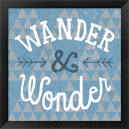 Framed Mod Triangles Wander and Wonder Blue Print