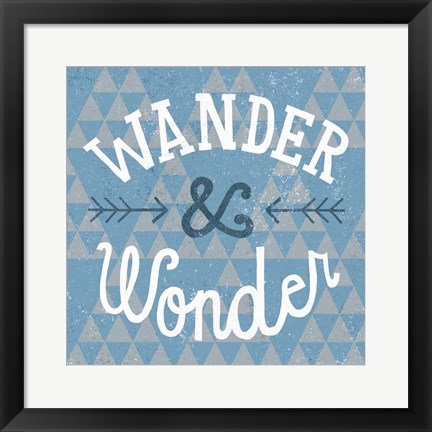 Framed Mod Triangles Wander and Wonder Blue Print