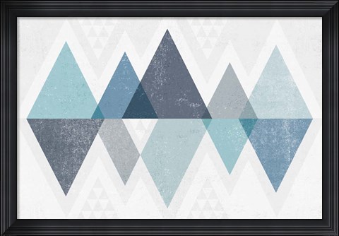 Framed Mod Triangles II Blue Print