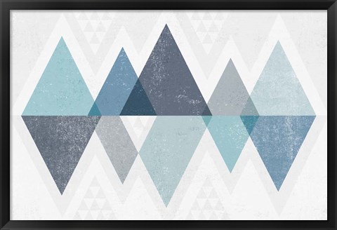 Framed Mod Triangles II Blue Print