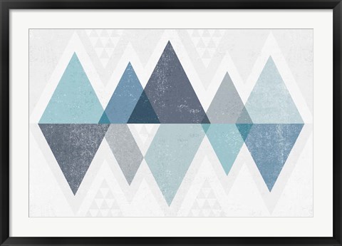 Framed Mod Triangles II Blue Print