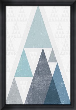 Framed Mod Triangles III Blue Print