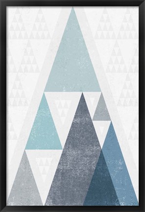 Framed Mod Triangles III Blue Print