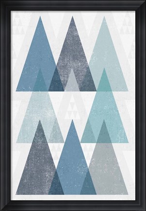 Framed Mod Triangles IV Blue Print