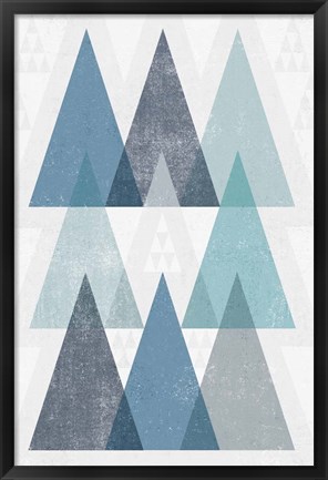 Framed Mod Triangles IV Blue Print