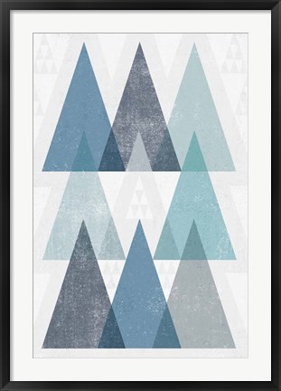 Framed Mod Triangles IV Blue Print