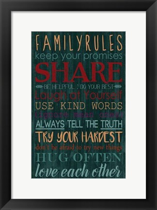 Framed Spice Family Rules I Print