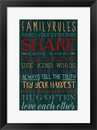 Framed Spice Family Rules I Print